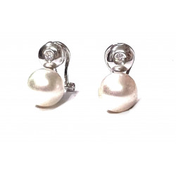 Pendientes oro blanco con perlas y circonitas.139898