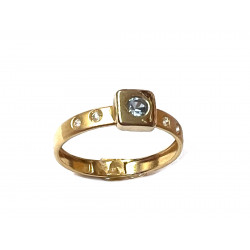 Anillo oro 18 quilates con aguamarina y circonitas