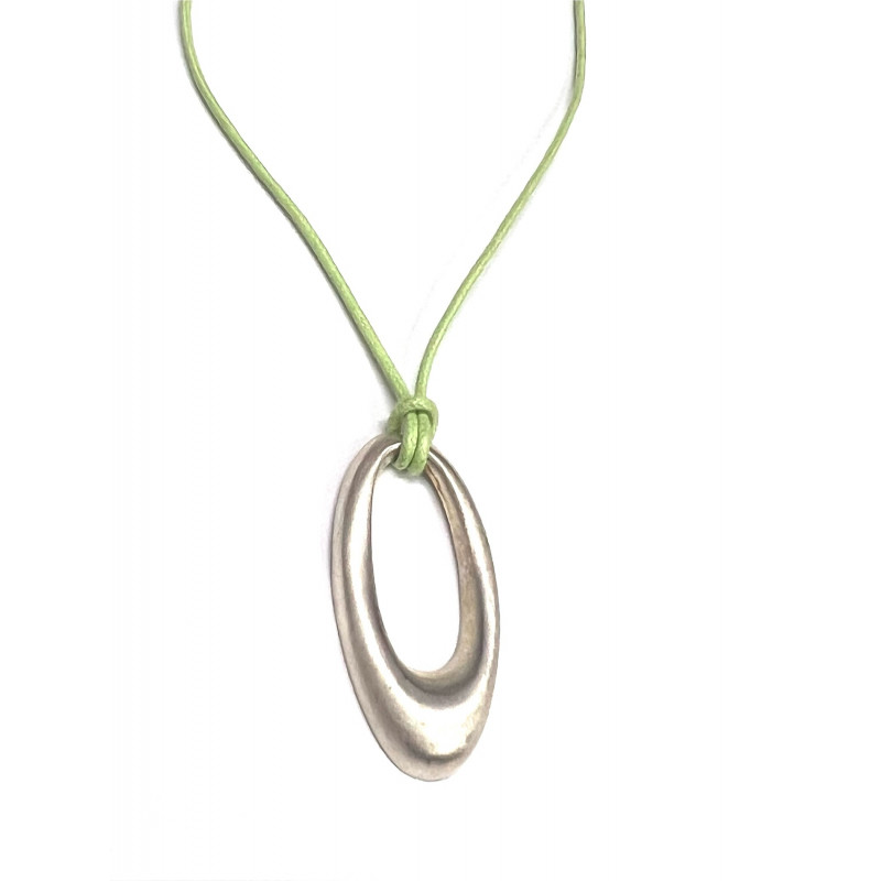 Collar corto de plata y cordón textil 6X/239