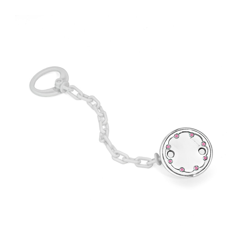 Pinza de chupete en plaqué de plata con esmalte rosa de Pedro Durán - 07500277
