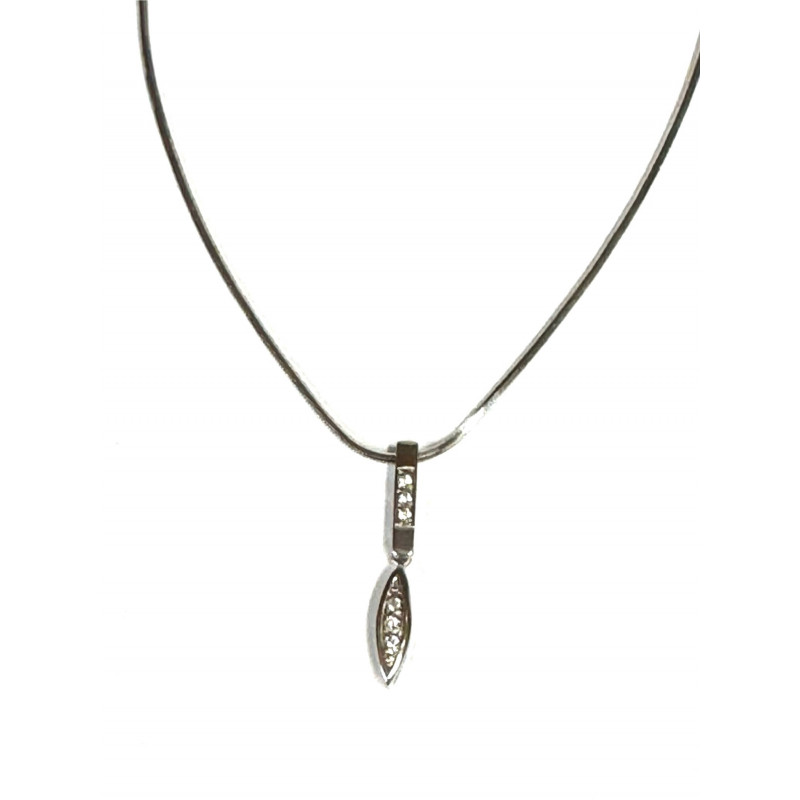 Cadena y colgante oro blanco con circonitas blancas.