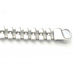 Pulsera ancha de plata con cierre mosquetón