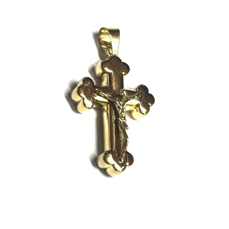 Cruz de oro de 18 quilates con cristo en relieve- 10983