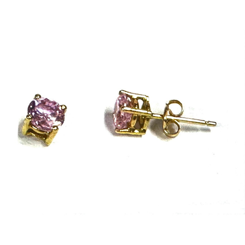 Pendientes oro con piedra rosa