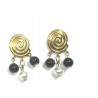 Pendientes oro colgar espiral y bolas