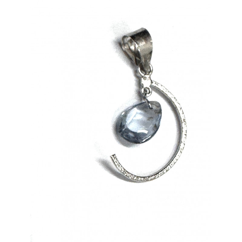 Colgante oro blanco  con aguamarina
