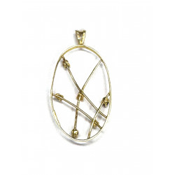 Colgante oro oval con seis circonitas