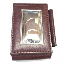 Pitillera piel marrón con...