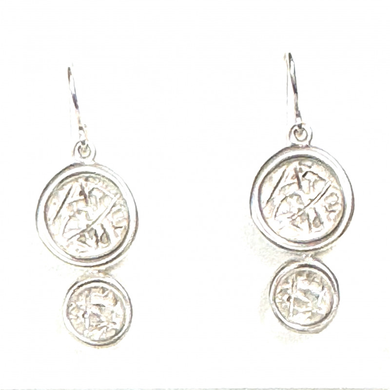 Pendientes plata con dos piezas circulares y cierre de gancho