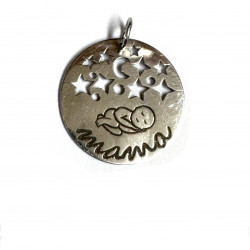 Colgante redondo plata mamá