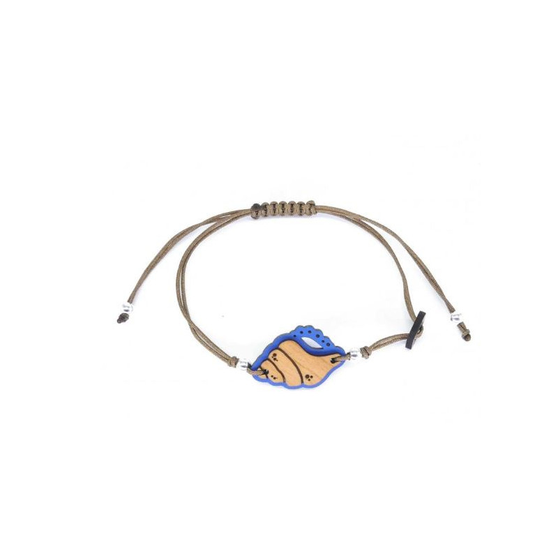 Pulsera macramé con bolas de plata y Caracola de madera 947305