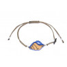 Pulsera macramé con bolas de plata y Caracola de madera 947305