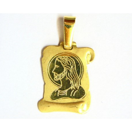 Medalla de oro de 18 k pergaminol con rostro de Cristo - 161512/1.50