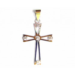 Cruz de oro blanco de 18 kl con circonitas - 6P.00129