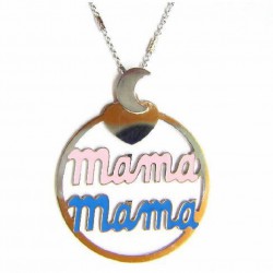 Colgante de plata de ley con esmalte e inscripción Mamá - M5