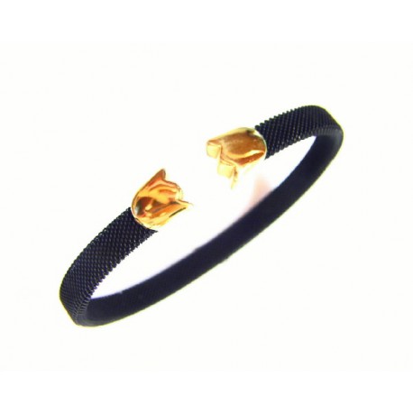 Pulsera de acero negro con terminales de oro 18 kl - 41521/1 Pulsera de acero negro con terminales de oro 18 kl - 41521/1