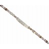 Pulsera  de oro blanco con placa central de circonitas  - 14BR-23-16/6.25